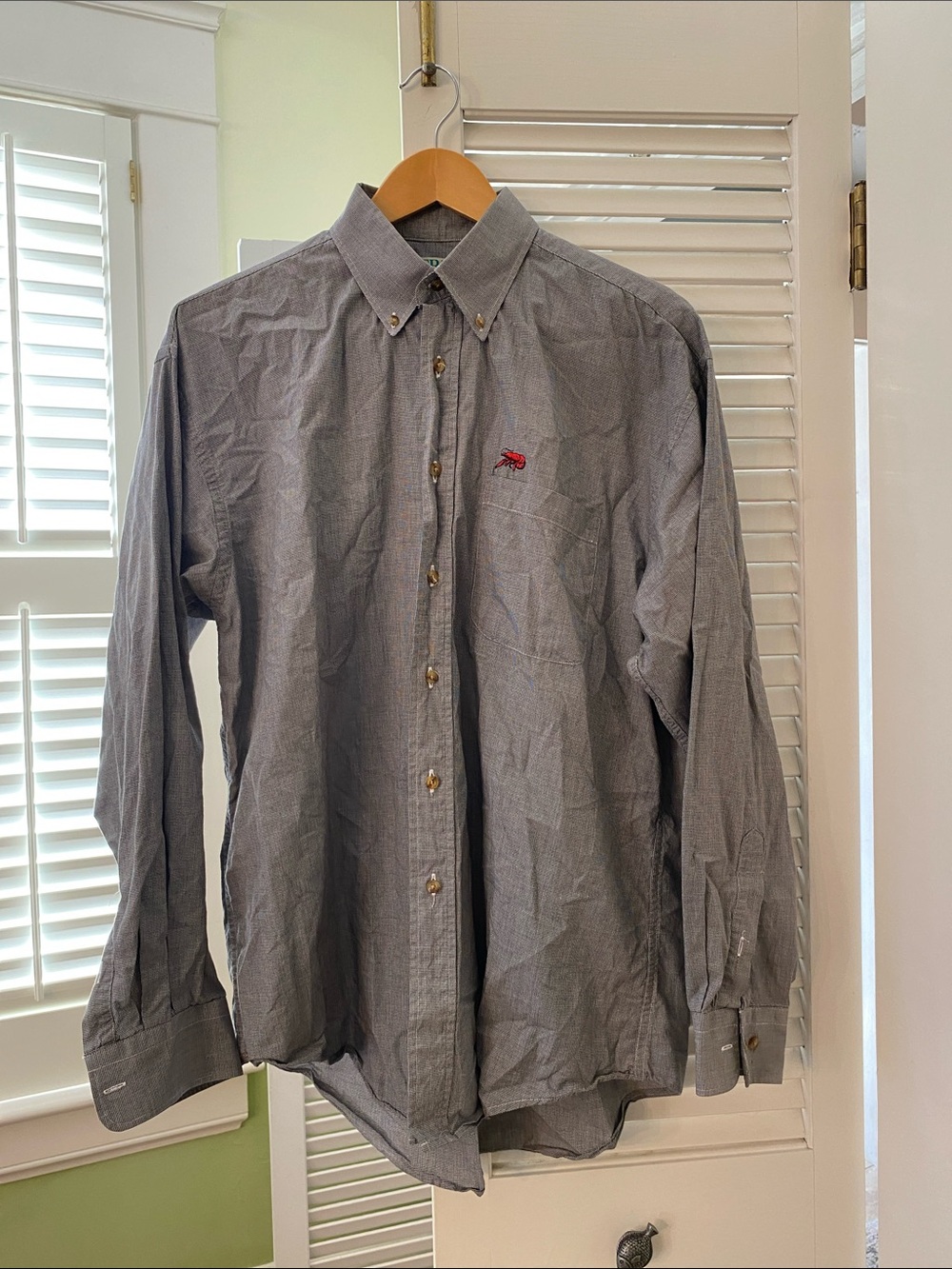 Perlis Men’s Long Sleeve Shirt Crawfish Logo New Orleans Louisiana